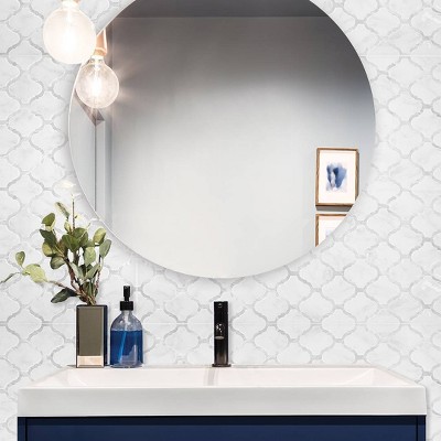 Glossy Gray Marble Look Peel and Stick Backsplash Tile