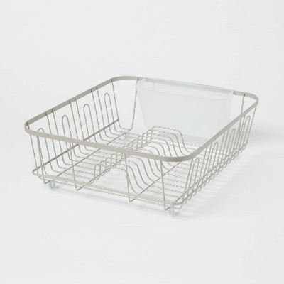 Space Saver Steel Dish Rack With Utensil Tray Black - Brightroom