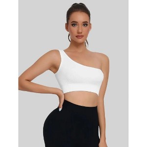 Women's Single Shoulder Strap Sports Vest Breathable and Seamless Tank Top for Yoga Running Fitness Pilates Exercise - 1 of 1