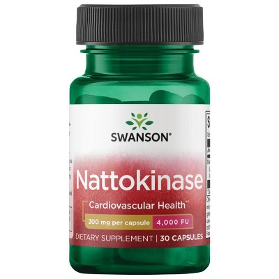 Swanson Nattokinase 4,000 Fibrinolytic Units 200 mg, 30 Capsules.