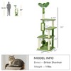 Kumasinova 56" Modern Cat Tree with Hammock,Multi-Level Cat Tower with Scratching Post,Cat Tree Tower with Toys for Indoor Cats,Anti-Tip Design,Green - 2 of 4