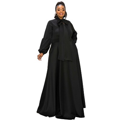 L I V D Women's Bella Donna Dress with Ribbon and Bishop Sleeves