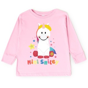 The Juniper Shop Mini Smiley Unicorn Distressed Toddler Long Sleeve Tee - 1 of 4
