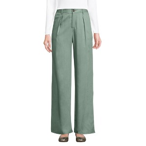 Lands' End Women's High Rise Elastic Back Pleated Wide Leg Pants made with TENCEL Fibers - 1 of 4