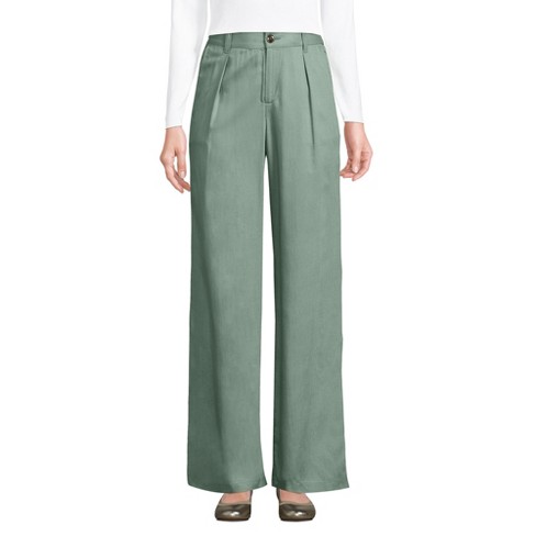 Lands' End Women's High Rise Tencel™ Fiber Pleated Wide Leg Pants - 6 ...