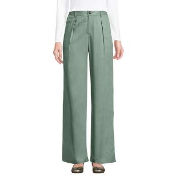 Lands' End Women's High Rise Elastic Back Pleated Wide Leg Pants made with TENCEL Fibers