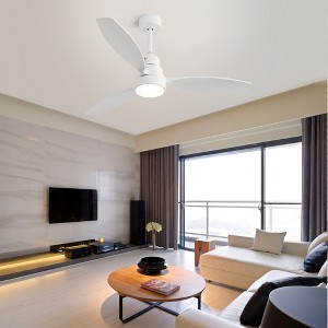 Wanze of Ocean 52 in. Smart White Indoor Solid Wood White Blades Downrod Mount Ceiling Fan with 3-Color Dimmable Light and 3 Downrods - 1 of 4