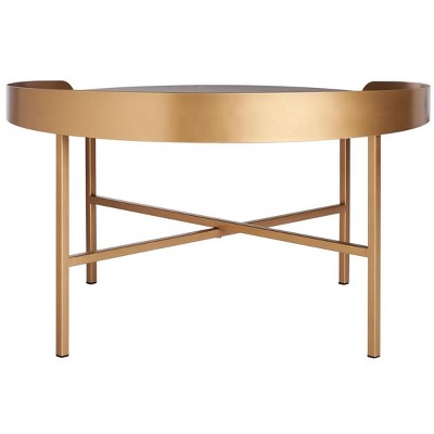 Prague Round Light Grey Oak and Gold Coffee Table
