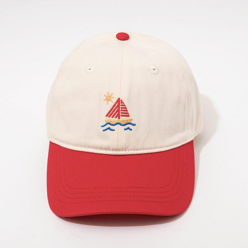 Sail Boat Hat - Frasier Sterling Cream/Red: Cotton Adjustable Baseball Cap
