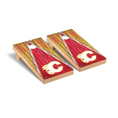 NHL Calgary Flames Premium Cornhole Board Weathered Triangle Version