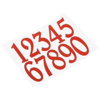 Unique Bargains Reflective Mailbox Numbers 0 - 9 Adhesive Door Sticker Red 5 Set