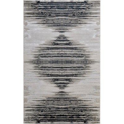 Micah Modern Diamond Black/Silver/Taupe Area Rug