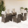 vidaXL Patio Dining Set with Cushions Table and Chair Furniture Poly Rattan - Brown and Cream Glass 6-Piece - 2 of 4