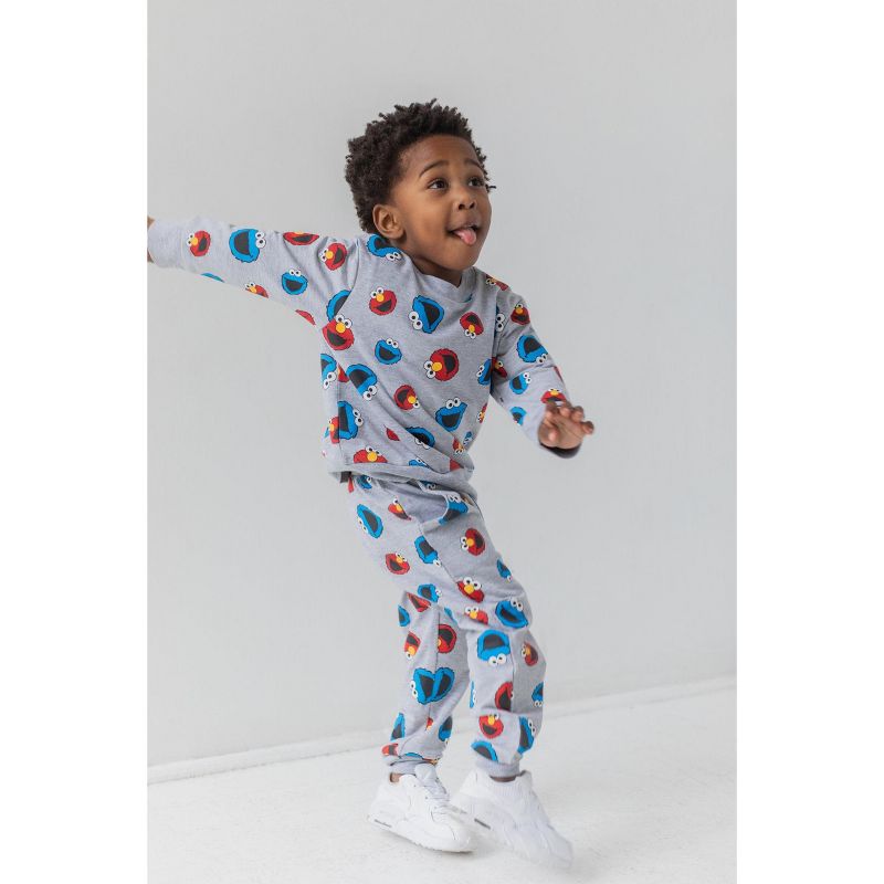 Sesame Street Cookie Monster Elmo French Terry Sweatshirt and Pants Set Infant to Little Kid, 2 of 9