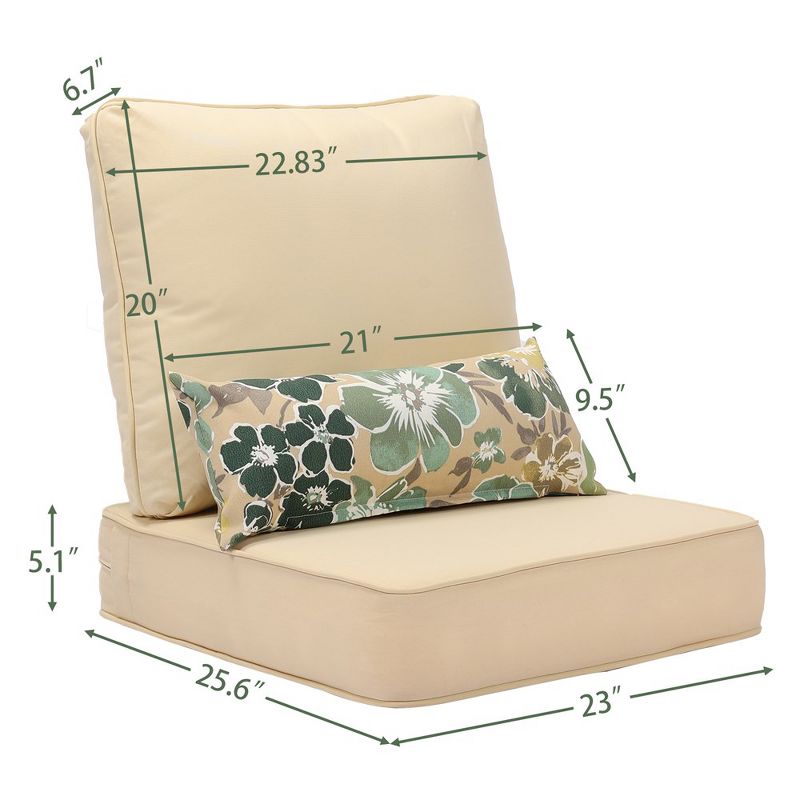 Aoodor 23'' x 26'' Outdoor Deep Seat Chair Cushion Set (Set of 2 Seats, 2 Backs, 2 Pillows), 2 of 7