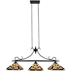 Chloe Lighting Vincent Mission Tiffany-Style 3 Light Island Pendant 47" Wide - 1 of 4