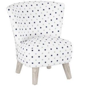 Kids Printed Armless Curved Back Modern Chair Navy/Gray Stars with Gray Legs - Pillowfort , Blue/Gray Stars