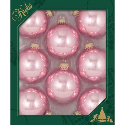 Christmas by Krebs 8ct Pink Blush Glass Christmas Ball Ornaments 2.5" (67mm)