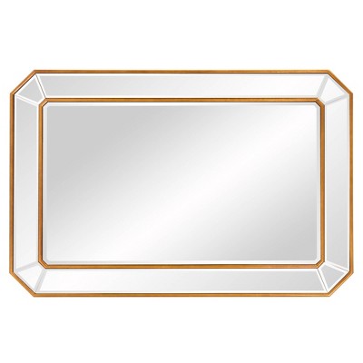 Elegante Full-Length Gold Trimmed Wood Rectangular Mirror