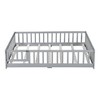 Dolonm Full Size Floor Bed with Safety Fence & Door, Low-Profile Rubber Wood Kids Bed - 2 of 4