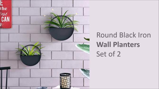 Set of 2 Round Iron Wall Planters Black - Danya B., 2 of 8, play video