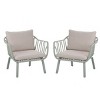 Set of 2 Outdoor Arm Chairs with Plastic Frame and Cushions,Modern Weather Resistant Lounge Chairs for Garden,PP Patio Arm Chair-Koiai - 3 of 4
