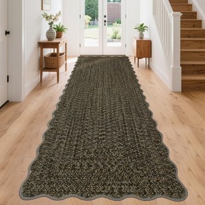 Coucheta Washable Braided Area Rug, Vintage Scalloped Design, Non-Slip Low Pile Indoor Carpet for Living & Dining Room, Bedroom, Office & Nursery - 1 of 4