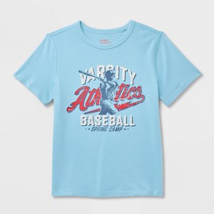Kids' Adaptive Short Sleeve 4th of July Baseball Graphic T-Shirt - Cat & Jack™ Blue - 1 of 3
