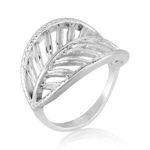 ELYA Women's Polished Open Leaf Stainless Steel Ring (16mm) - 1 of 4