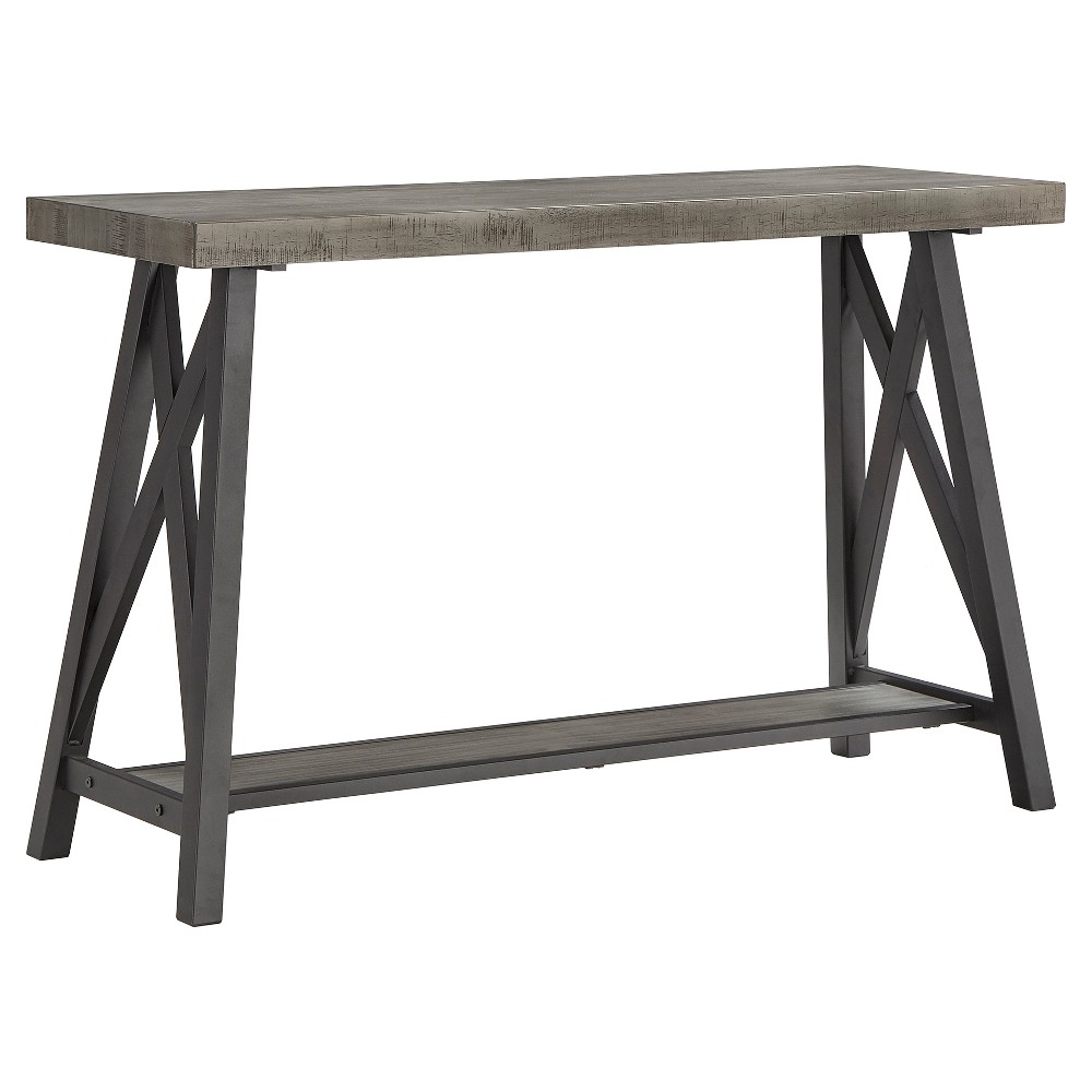 Photos - Coffee Table Lanshire Rustic Industrial Metal & Wood Entry Console Table - Gray - Inspi