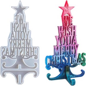 JDICTION Christmas Tree Resin Mold - "We Wish You A Merry Christmas" Silicone Epoxy Mould for Xmas Gifts & Home Decoration - 1 of 4
