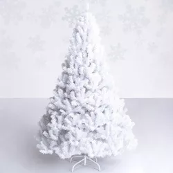 Costway 5Ft/6Ft/7Ft/8Ft Artificial PVC Christmas Tree W/Stand Holiday Season Indoor Outdoor White