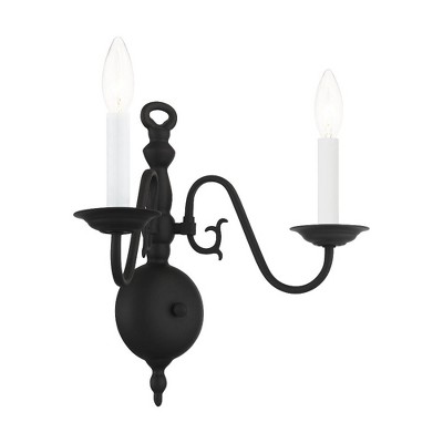 Williamsburgh Black Steel 2-Light Colonial Wall Sconce