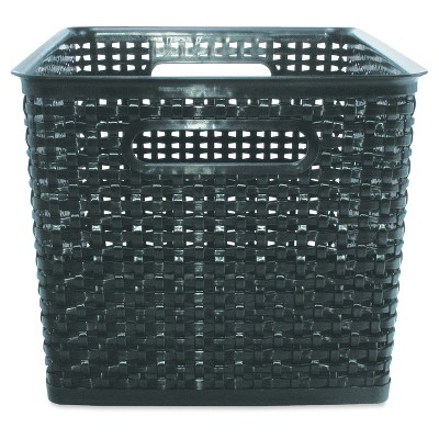 Advantus Weave Bins, 13 7/8 x 10 3/4 x 8 3/4, Plastic, Black, 2 Bins