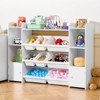 VEVOR Kids Toy Storage and Bookshelf, 4-Tier Large Toy Storage Organizer with 8 Flexible Plastic Bins, Kids Cubby Cabinet with Bookshelf, White - 2 of 4