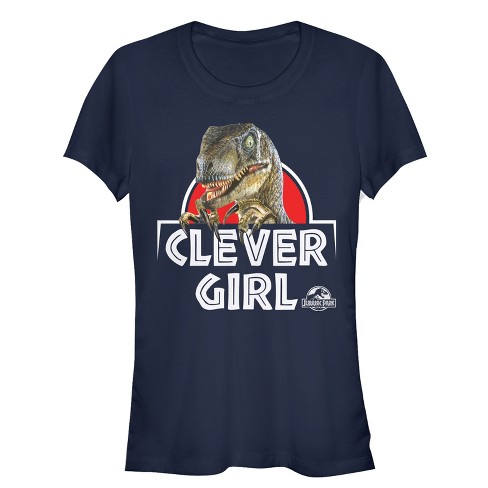 Juniors Womens Jurassic Park Clever Girl Raptor T Shirt Navy Blue X Large