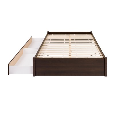 Espresso Queen Wood Frame Platform Bed with Storage Drawers