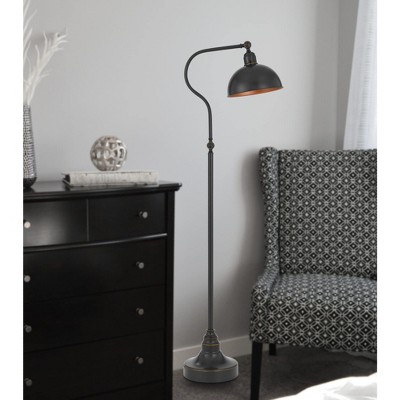 60 in. Antique Brass Adjustable Arc Floor Lamp with Half Dome Shade