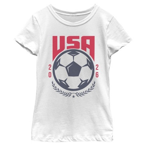 LOST GODS Girls Lost Gods USA Soccer Ball 2026 T Shirt - White - Large