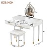 YONWAY 40" Modern Vanity Table Set, 2 Large Drawers, with Chair Vanity Table Set, Gold Feet Dressing Table Set for Bedroom - 3 of 4