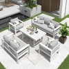 Heynemo Aluminum Patio Furniture Set,5 Pieces Modern Outdoor Conversation Set Sectional Sofa with Upgrade Cushion and Dining Table - 2 of 4