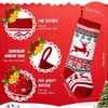 6 Pcs 18'' Knit Stockings Rustic Vintage Red Xmas Hanging Decor with Reindeer Snowflakes Tree Fireplace Holiday Party - 3 of 4