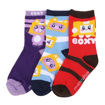 LankyBox Boxy & Foxy Kid’s 3-Pair Crew Socks