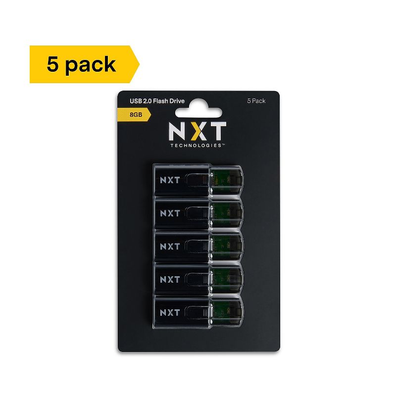 NXT Technologies 8GB USB 2.0 Type A Flash Drive Black 5/Pack (NX61133), 2 of 6