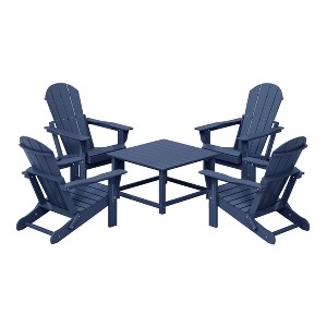 WestinTrends Malibu 5-Piece HDPE Adirondack Chair Outdoor Patio Square Table Conversation Set - 1 of 4