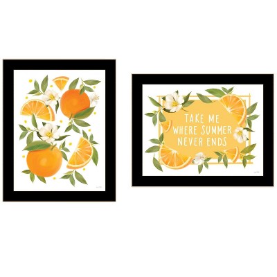HomeRoots Set Of Two Take Me Where Summer Never Ends Black Framed Wall Art
