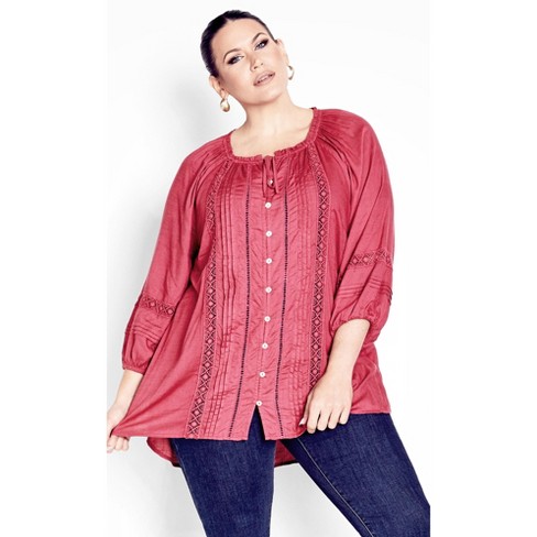 Women's Plus Size Liana Lace Blouse - Rose | Avenue : Target