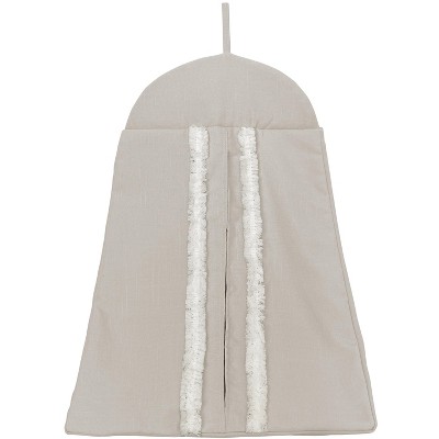 Taupe and Ivory Linen Blend Boho Fringe 4-Piece Crib Bedding Set