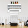Racxily Kitchen Roll Dispenser Paper Roll Holder Plastic Wrap Film Foil Paper Organizer w/ Cutter Wall Mounted for Kitchen Bathroom - 2 of 4