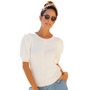 Women's Puff Sleeve Cardigan - LASCANA - 1 of 4